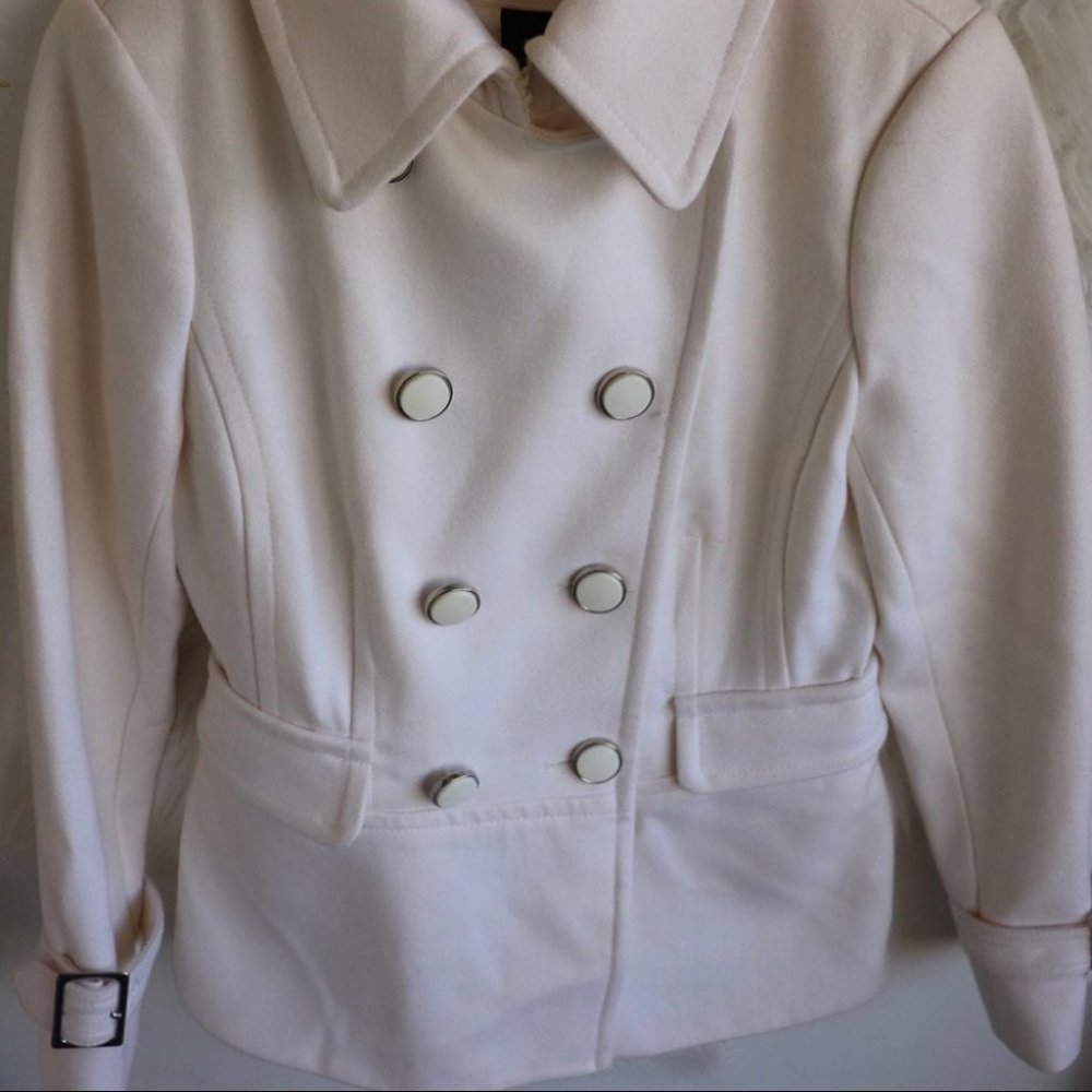 Nordstrom Off White Wool Button Dress Coat - Picture 2 of 6